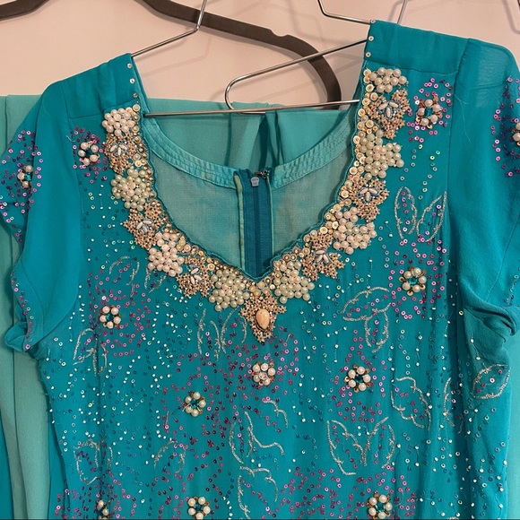 Punjab/Pakistan Salwar Kameez Suit – 3 Piece Blue, Size 36 - Picture 3 of 7